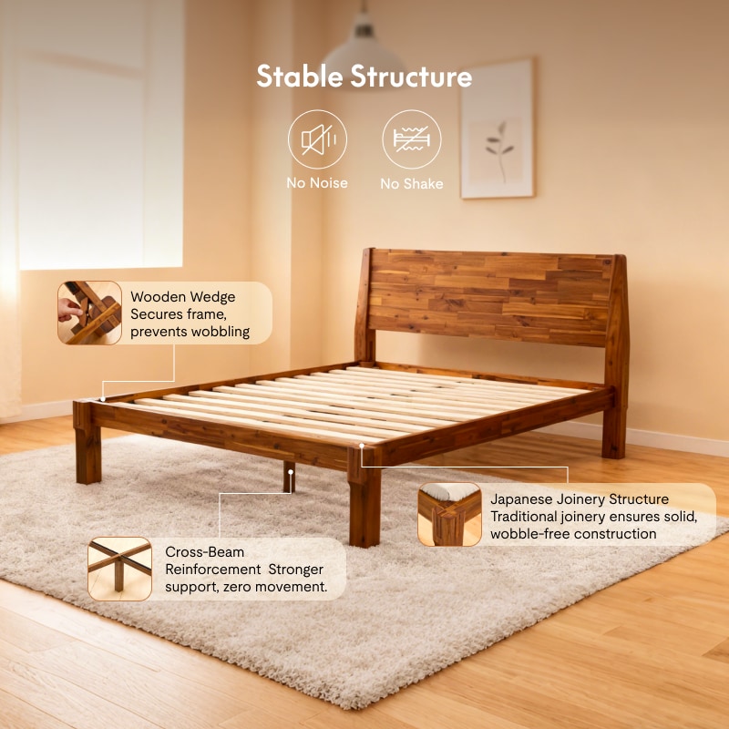 Kana Japanese Joinery Bed Acacia | FlexiSpot